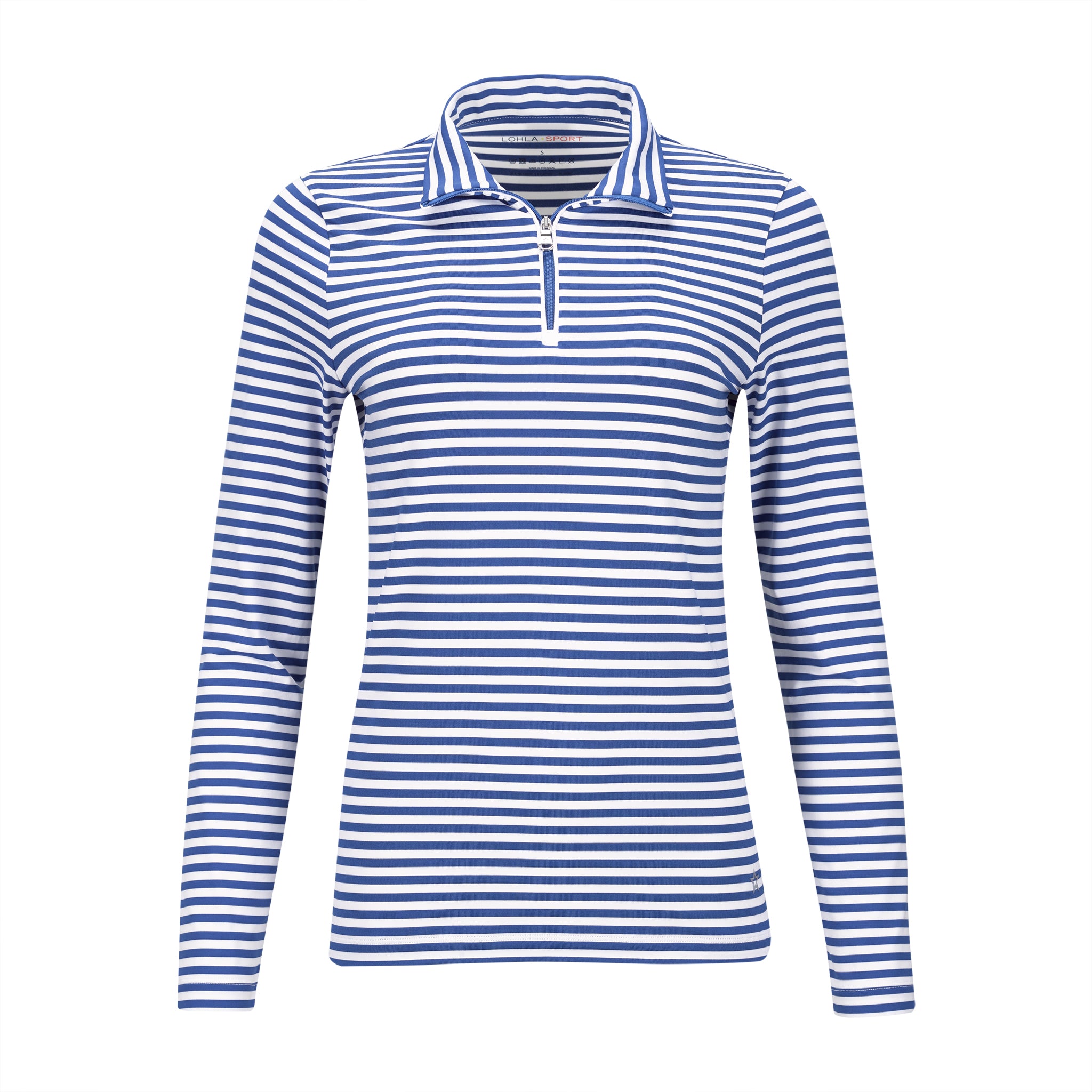 Long-sleeved Polo Shirt - Dark blue/striped - Ladies